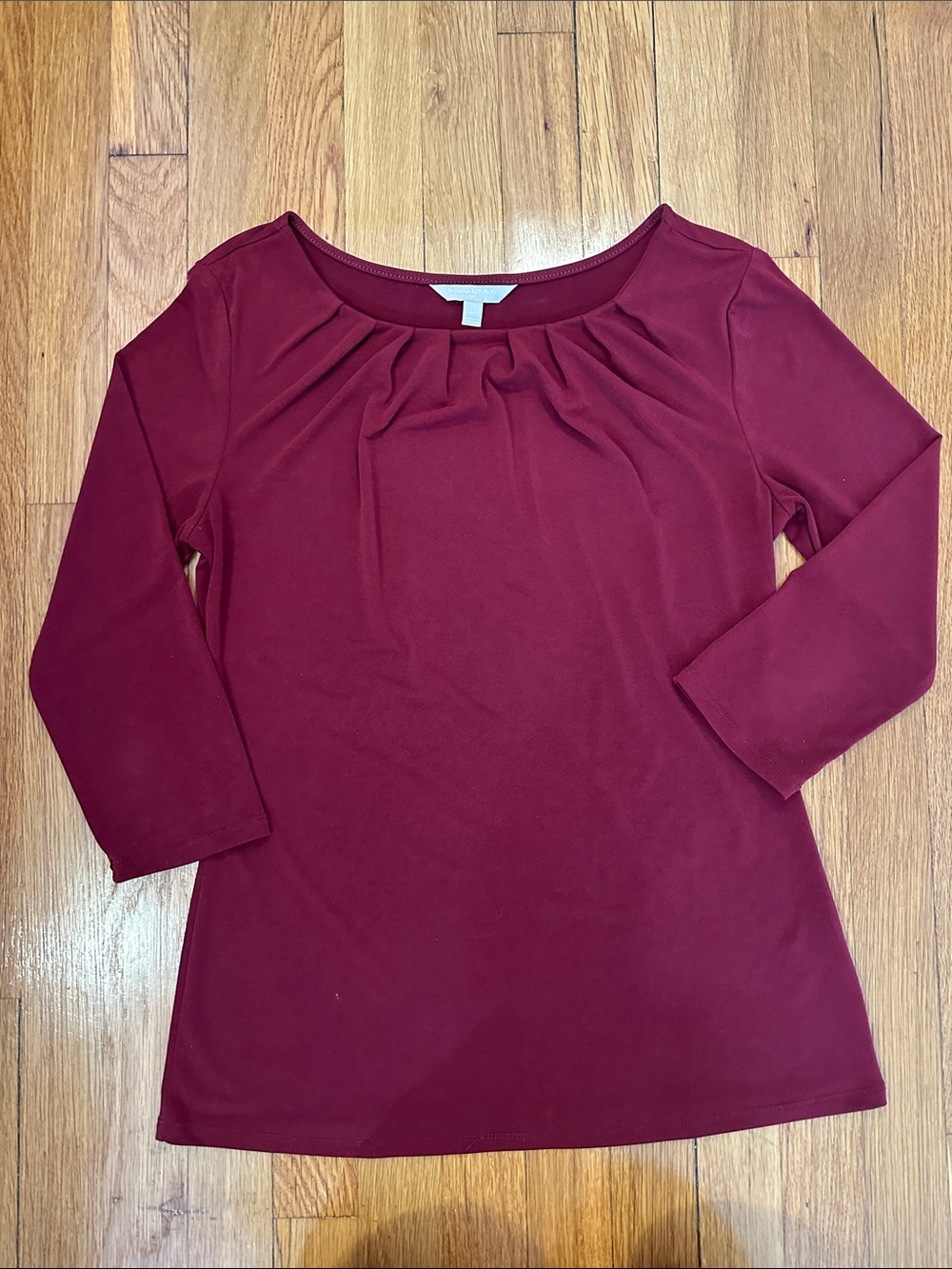 Banana Republic, Women’s Pleated Scoop Neck Top - Burgundy/Cranberry, M